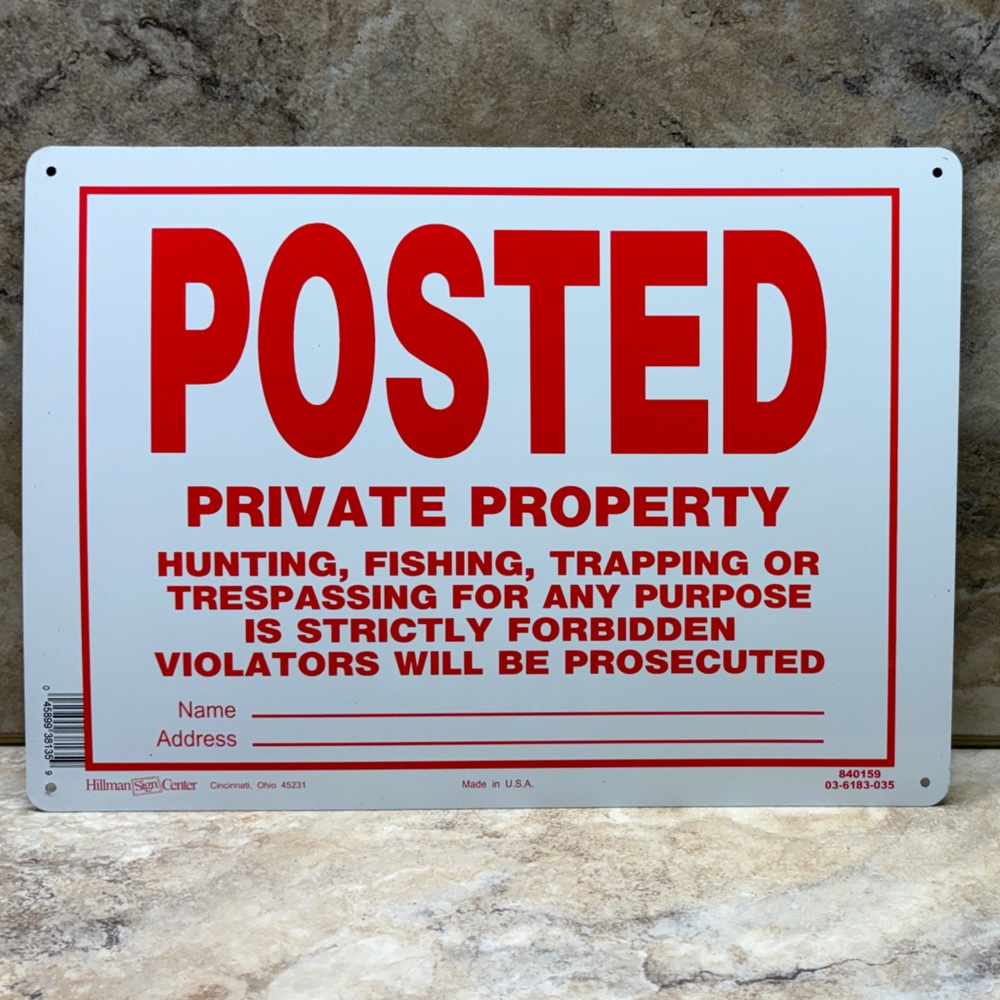 Aluminum Red and White Private Property Signs lot of 6  14” x 10”